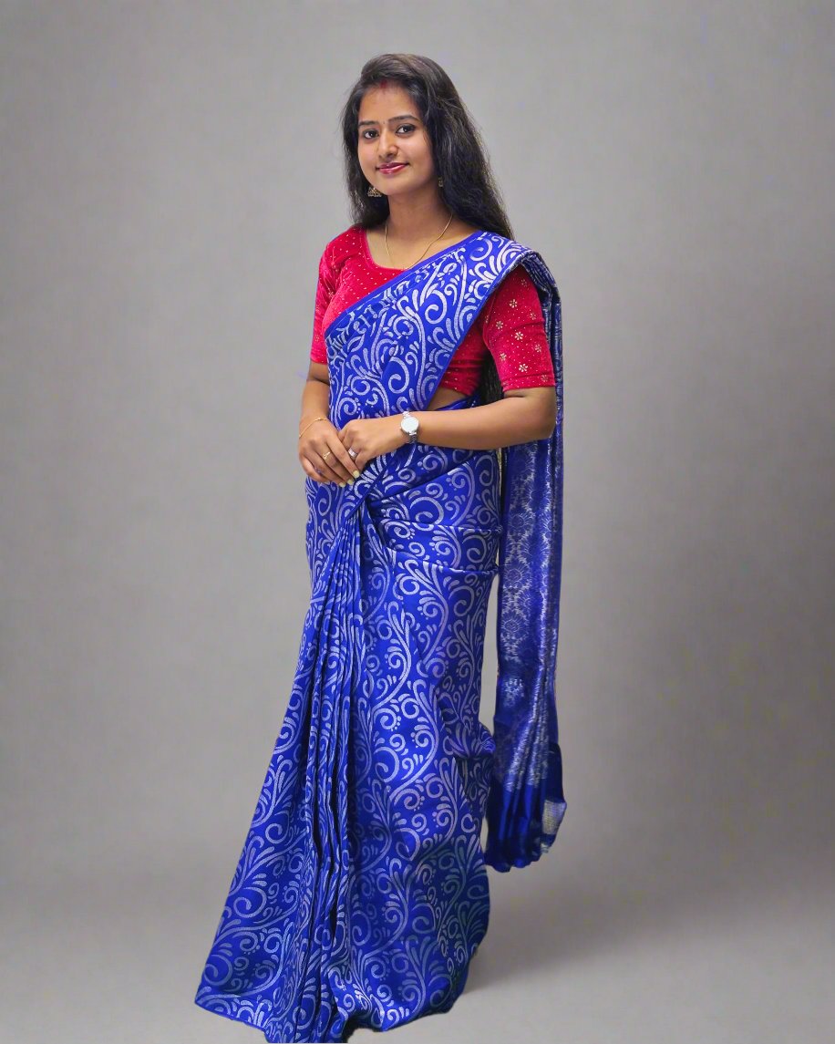 Blue Color Print Design Saree