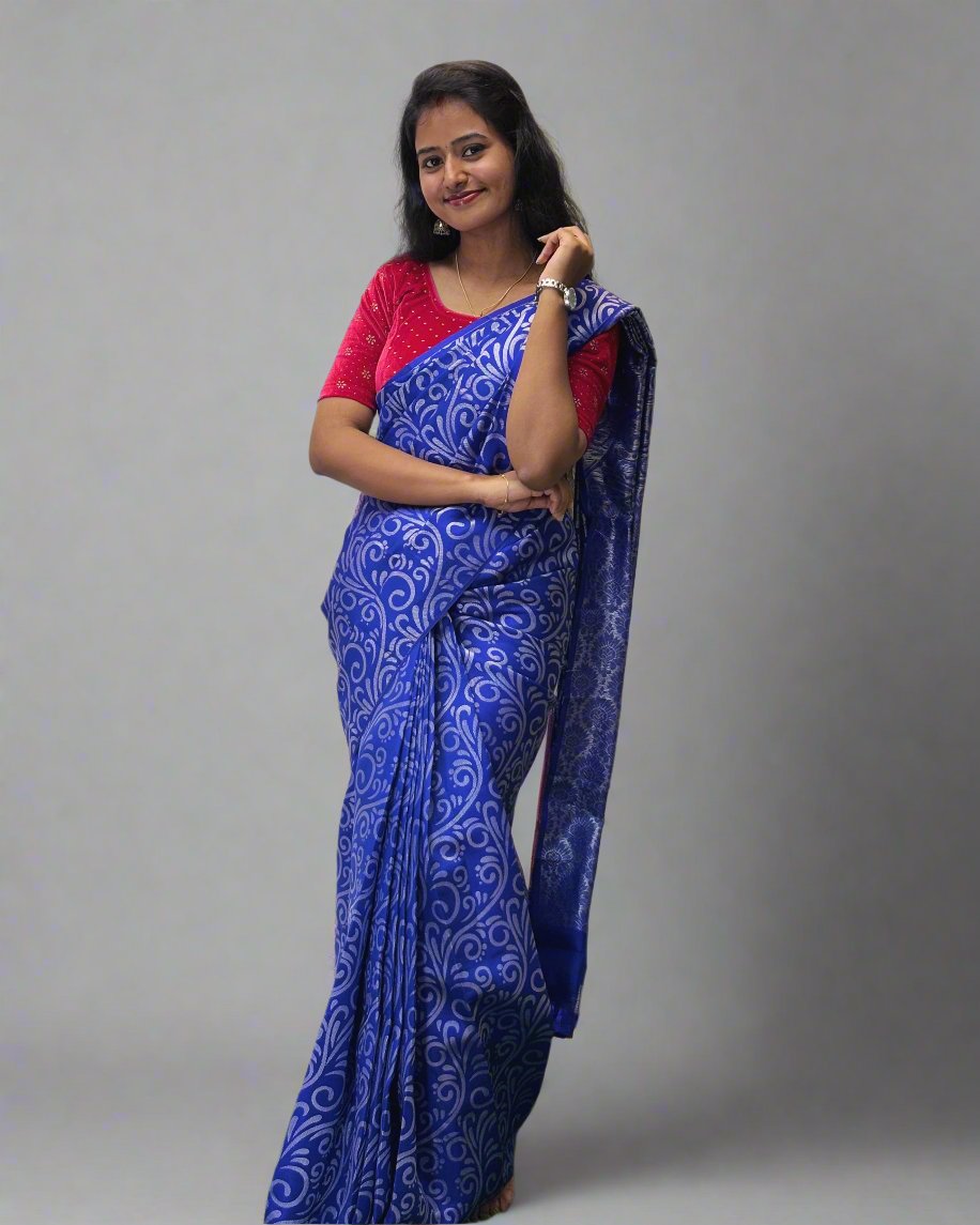Blue Color Print Design Saree