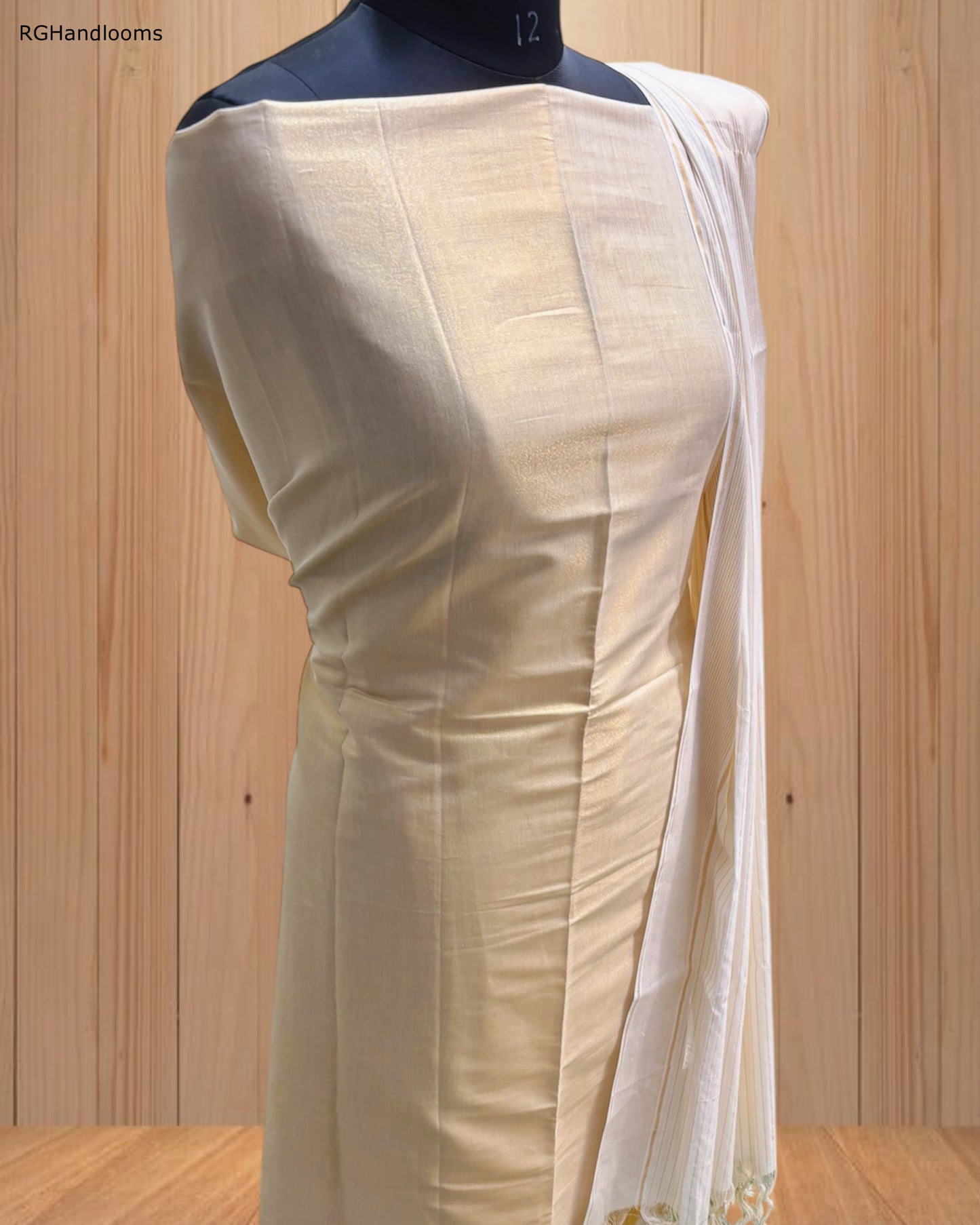 Plain Light Golden Churidar Material with Golden Border