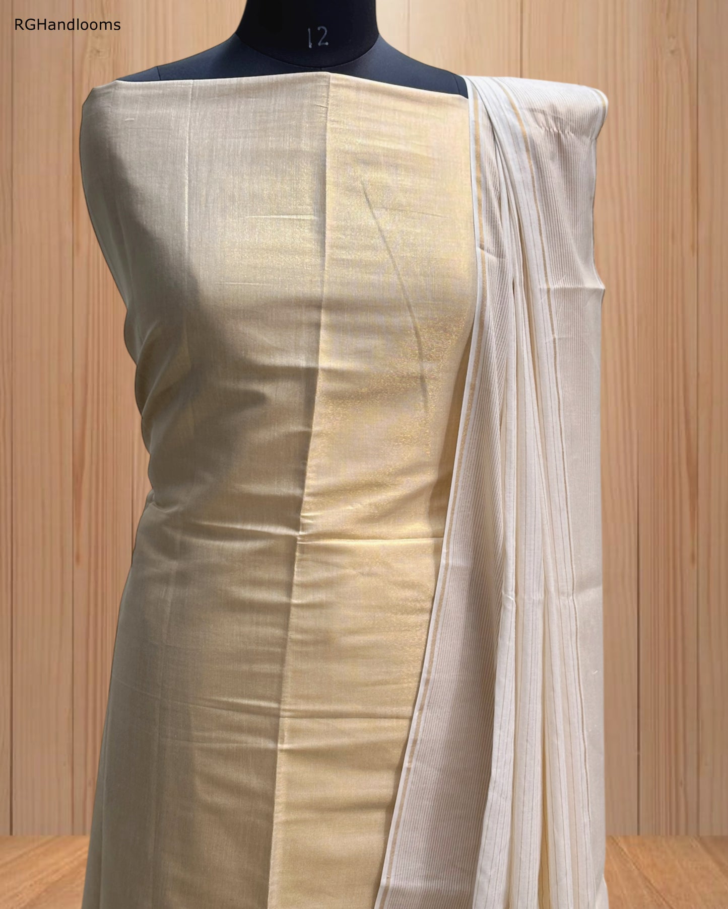 Plain Light Golden Churidar Material with Golden Border