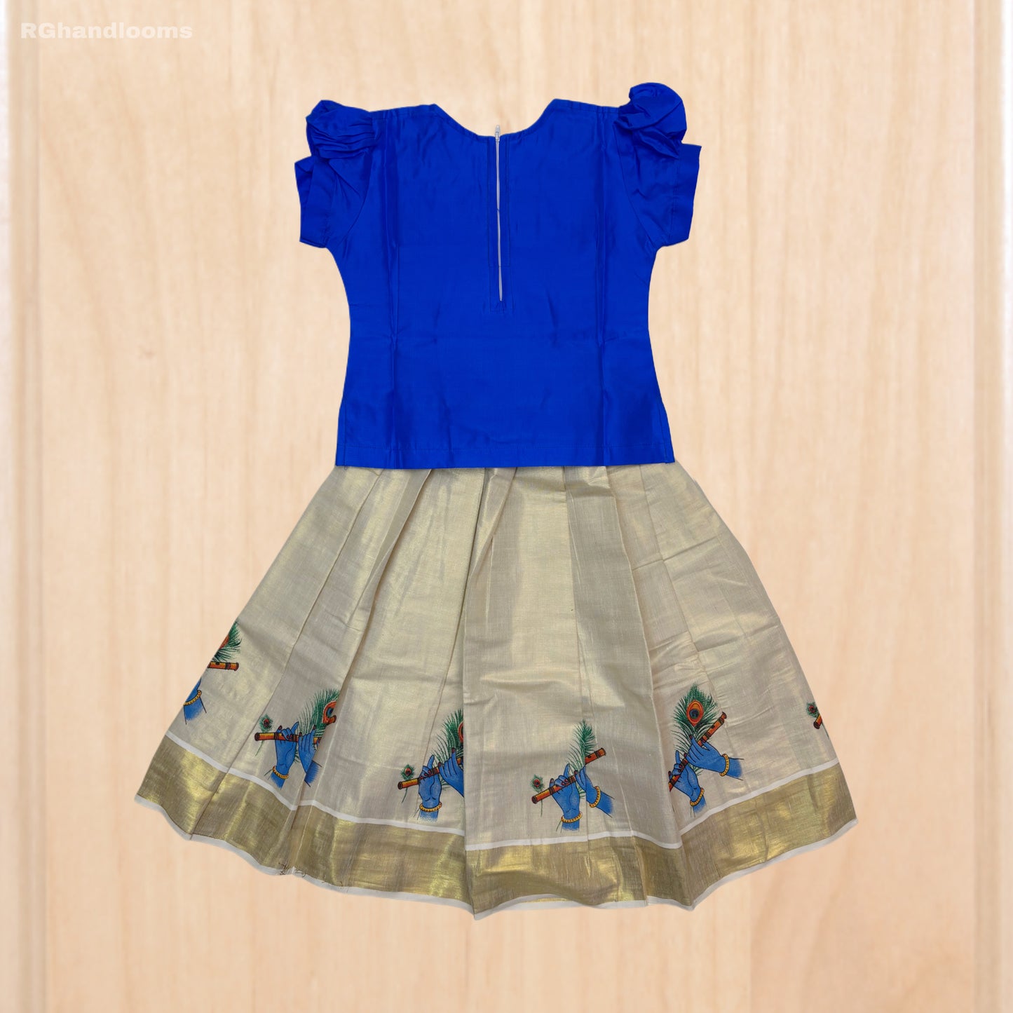 BLUE colour frock with peacock design