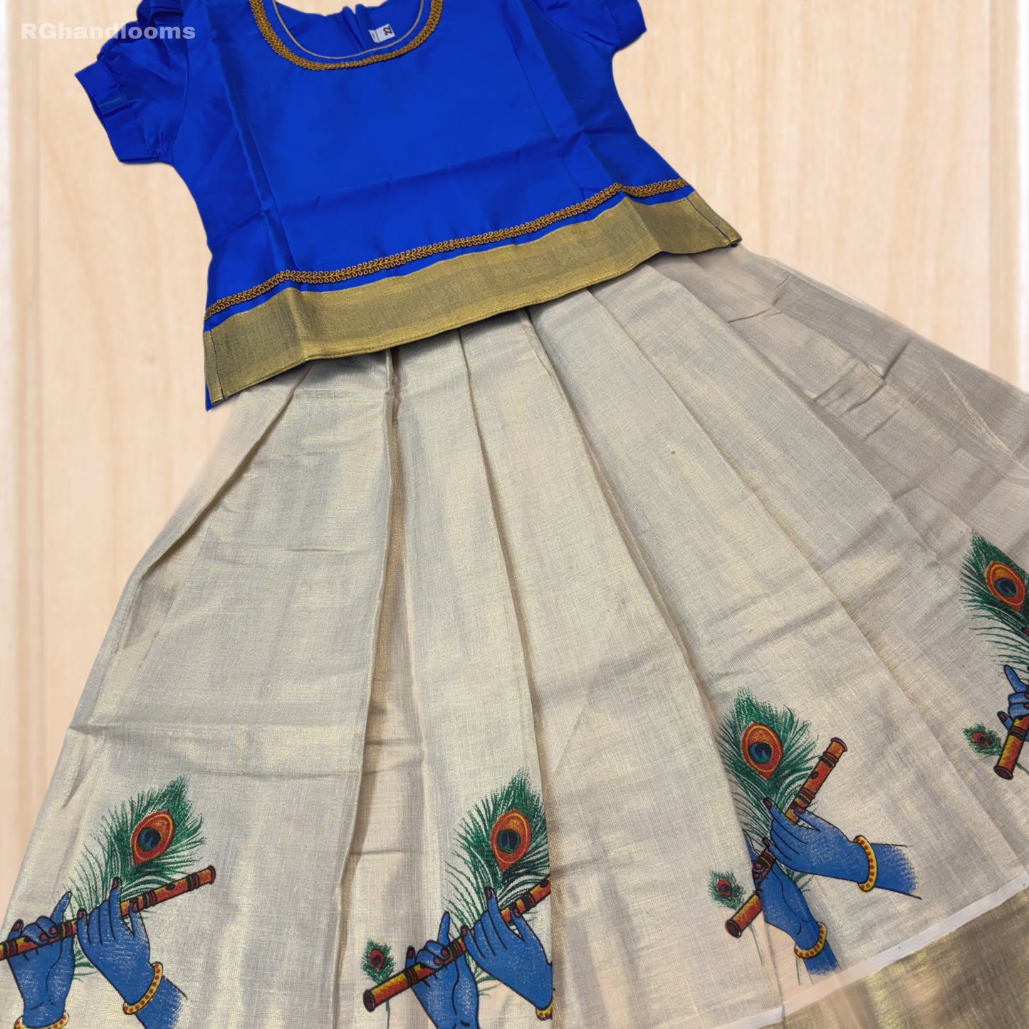 BLUE colour frock with peacock design