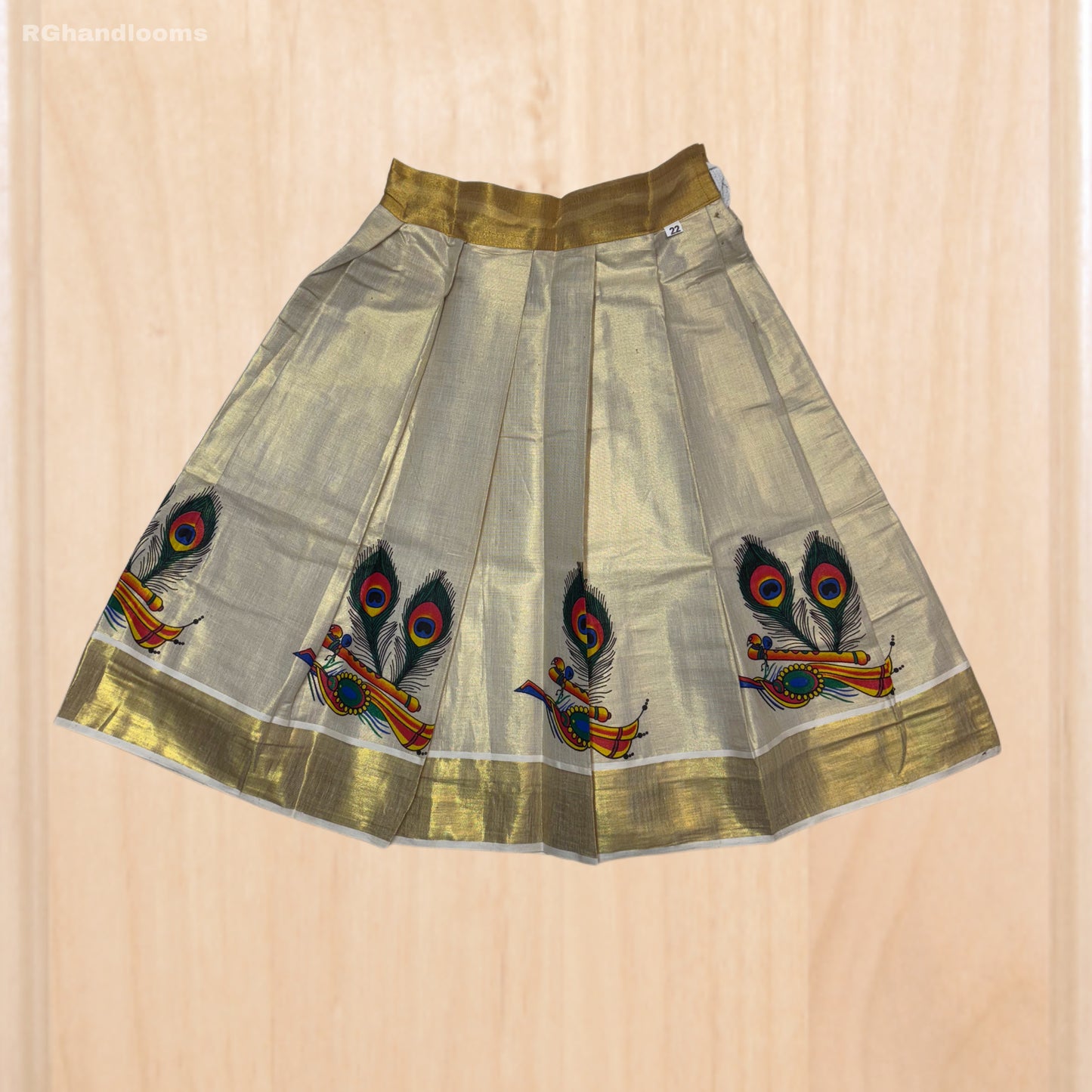Green colour frock with peacock design