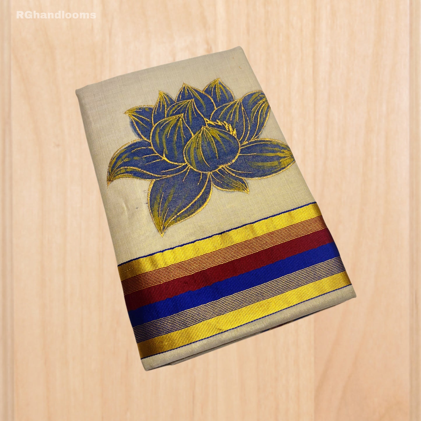 Tissue Hand Paint Saree with embroidery , with Flower Designs