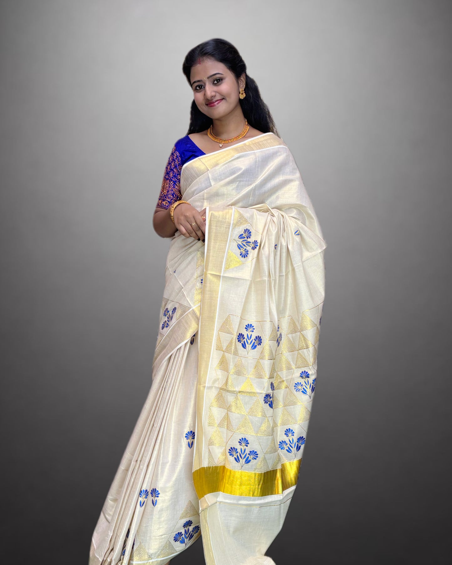 Golden Tissue Saree Embroidery Work Design