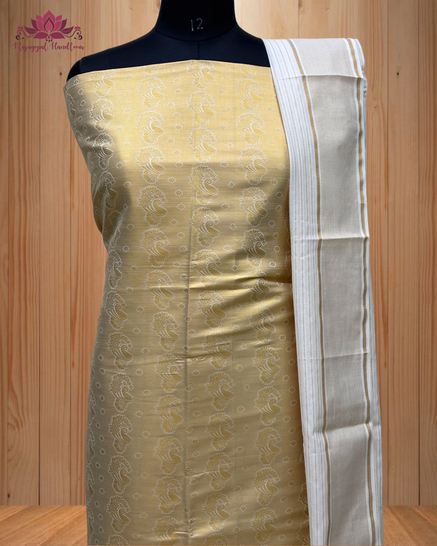 Churidar Material Peacock Design and a luxurious Golden Border