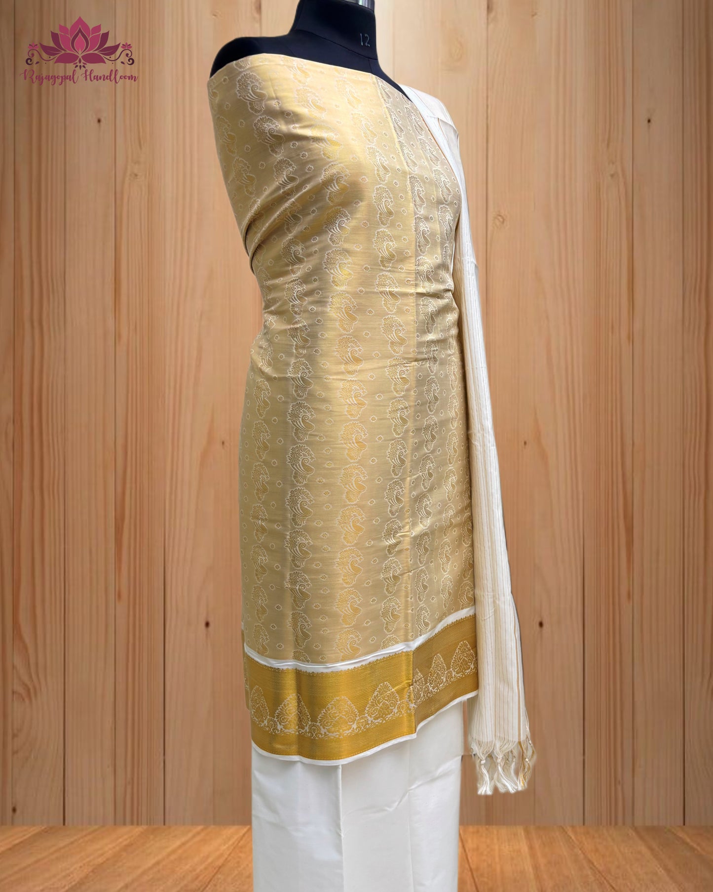 Churidar Material Peacock Design and a luxurious Golden Border