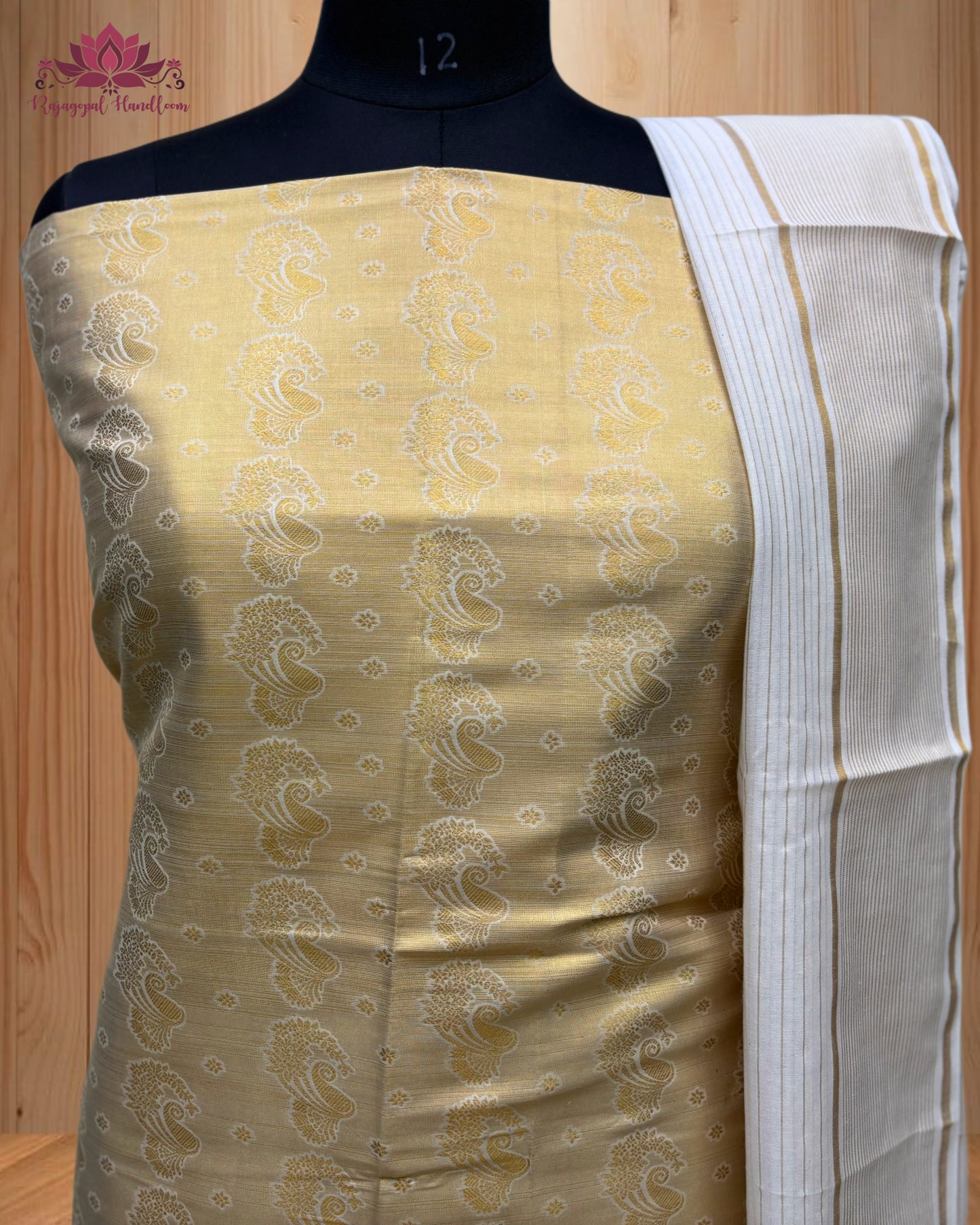 Churidar Material Peacock Design and a luxurious Golden Border