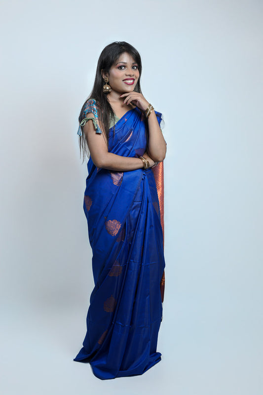 Royal Blue Color Handloom Silk Saree