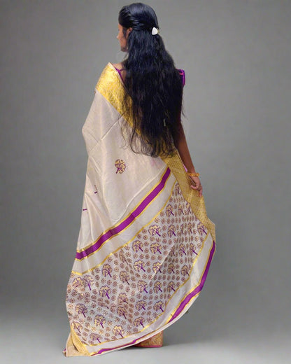 Beige Color Self Design Handloom Saree