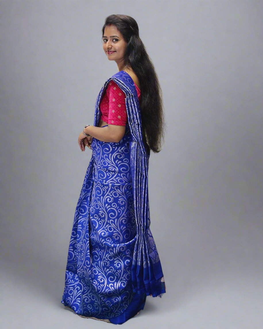 Blue Color Print Design Saree