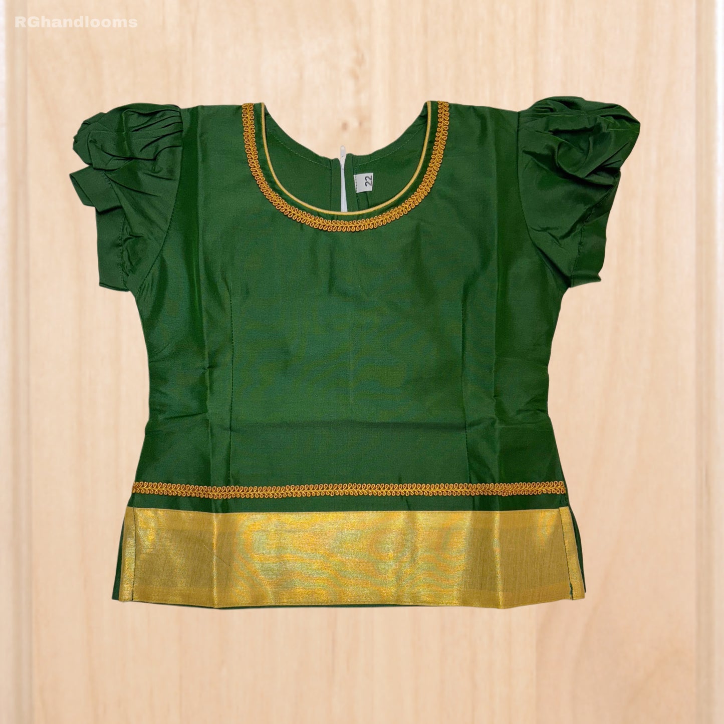 Green colour frock with peacock design
