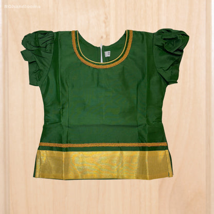 Green colour frock with peacock design