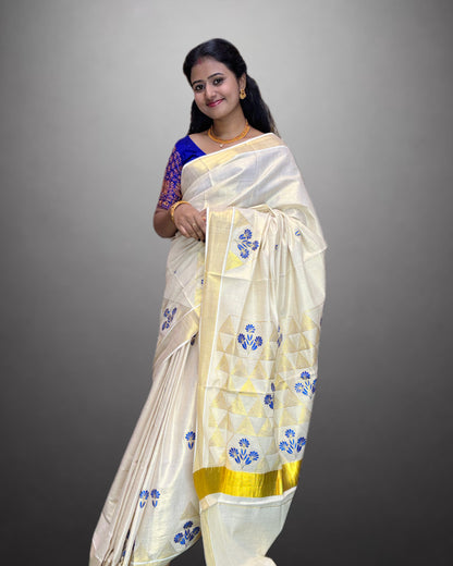 Golden Tissue Saree Embroidery Work Design