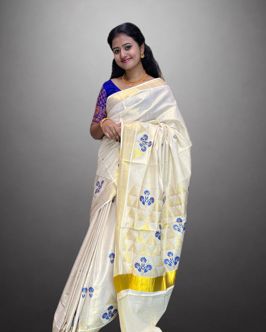 Golden Tissue Saree Embroidery Work Design