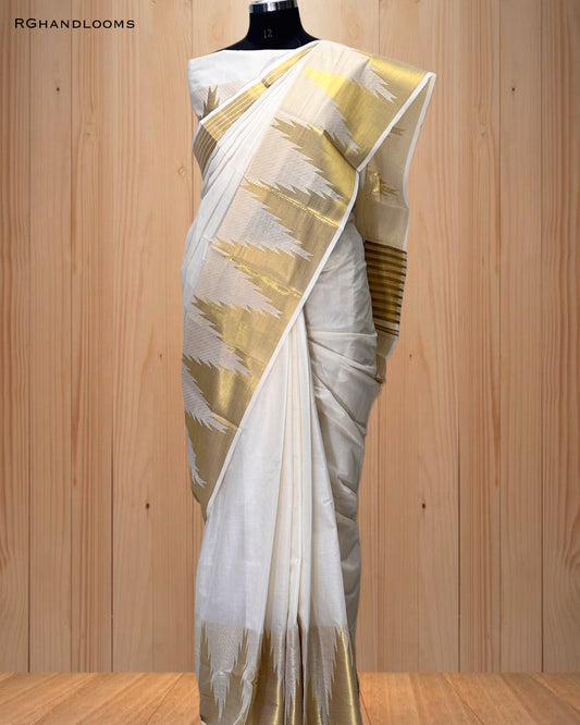 handloom saree featuring a classic temple border