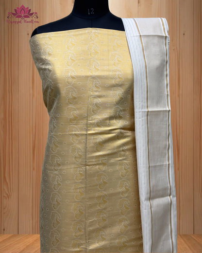 Churidar Material Peacock Design and a luxurious Golden Border