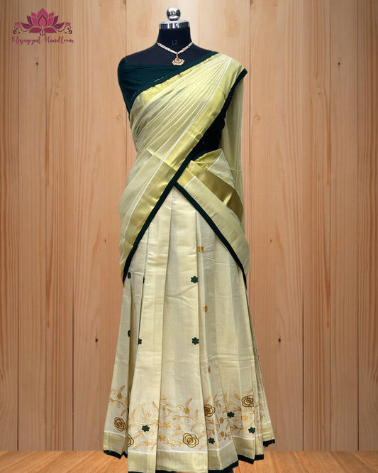 Tissue Embroidery Dhawani Set