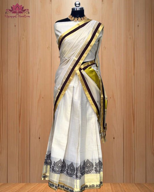 Dhawani Set with a majestic golden & black border